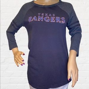 5th & Ocean MLB Texas Rangers Raglan 3/4 Sleeves Tee Shirt T-Shirt Sz Medium VGC